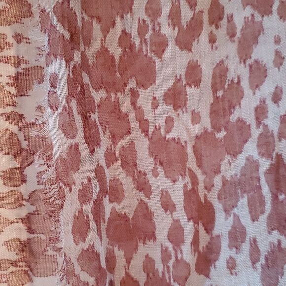 LEOPARD ANIMAL PRINT BLUE BROWN SCARF WRAP FALL SHEER FRINGE 29" by 70 - Picture 3 of 7